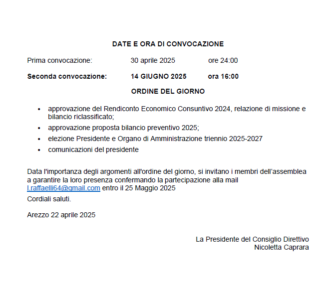 Assemblea annuale, 14 giugno